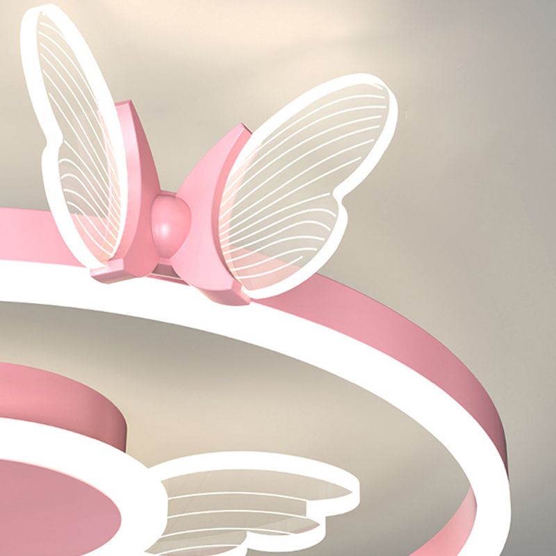 Chlidren Style Ceiling Fan Light LED Butterfly Ceiling Mount Light with Acrylic Shade