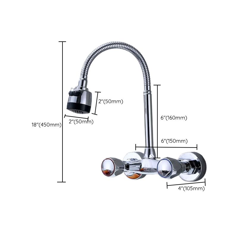 Modern Bridge Faucet Brass Knob Handle Swivel Spout Wall Mounted Pot Filler Faucet