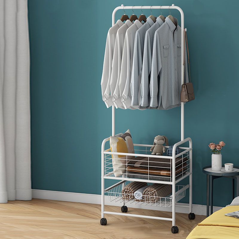 Contemporary Hall Stand Metal Storage Baskets Shelving Included Free Standing Coat Rack