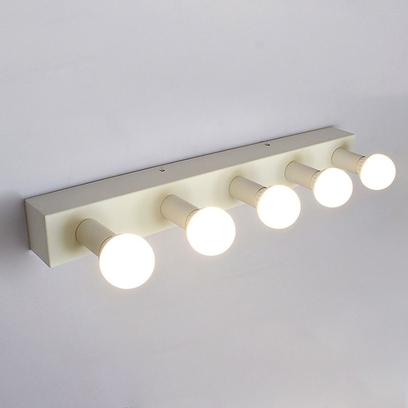 Black / White Metal 4 / 5 / 6 - Light Bathroom Fixture , Simple Rectangle Bath Lighting