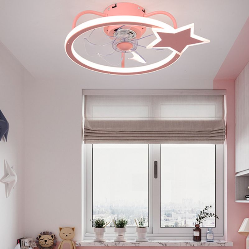 Unique Shape Metal Ceiling Fan Kids Style 2 Lights Ceiling Fan Lamp