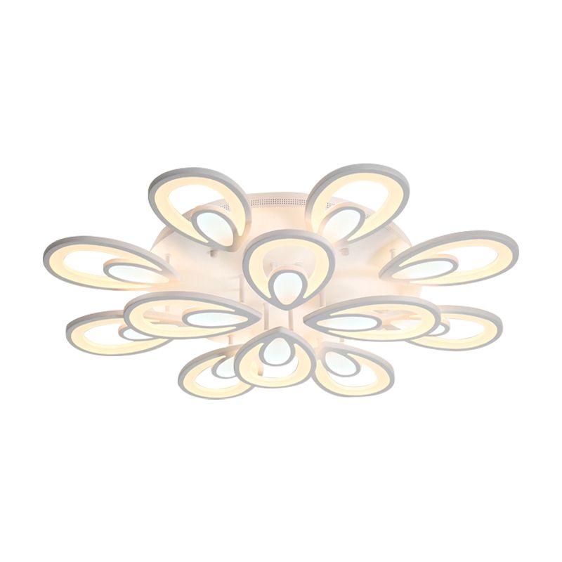 LED Petal Acrylic Flush Mount Light Contemporary 6/12/15 Lights White Ceiling Lighting Fixture in Warm/White/Natural Light