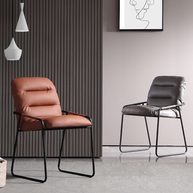 Minimalist Style Arm Upholstered Side Chair Solid Back Chair