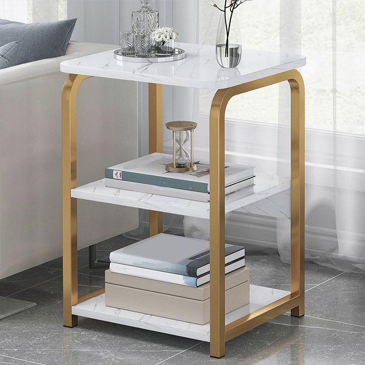 Modern Nightstand with Shelf 12" Wide Metal Night Table with Basket