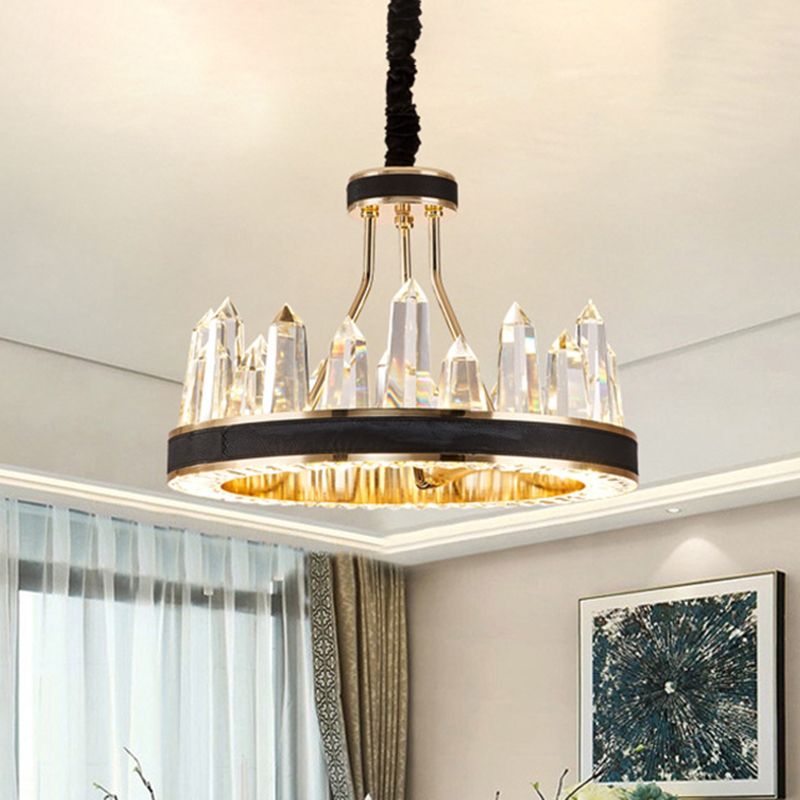 Black Icicle Shaped Chandelier Lighting Minimalist K9 Crystal Pendant Light for Living Room