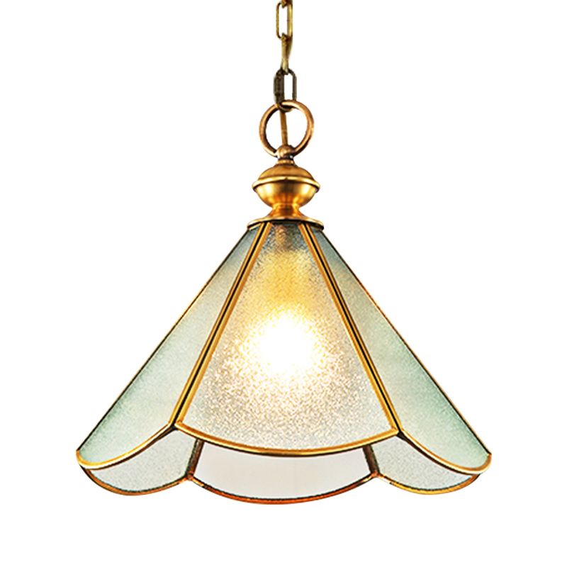 12 "/16" largo 1 lampadina cono a sospensione illuminazione in ottone semplice in ottone glassata lampada sospesa