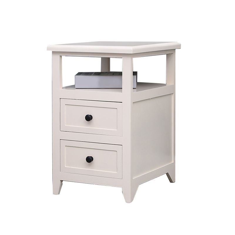 Two Drawer Contemporary Accent Table Nightstand Antique Finish Bed Nightstand with Legs