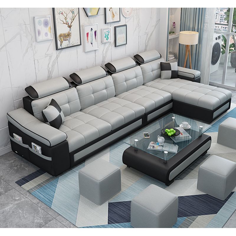 108.3"L √ó 57.09"W √ó 35.43"H Sloped Arms Sectional Slipcovered Sofa with Pocket Storage