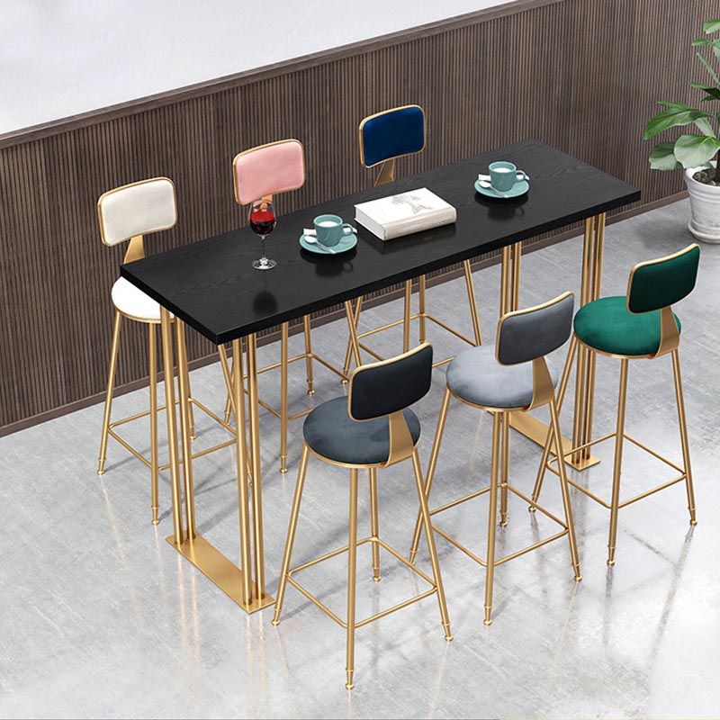 Glam Style Rectangle Bar Table Solid Wood Bar Dining Table for Indoor