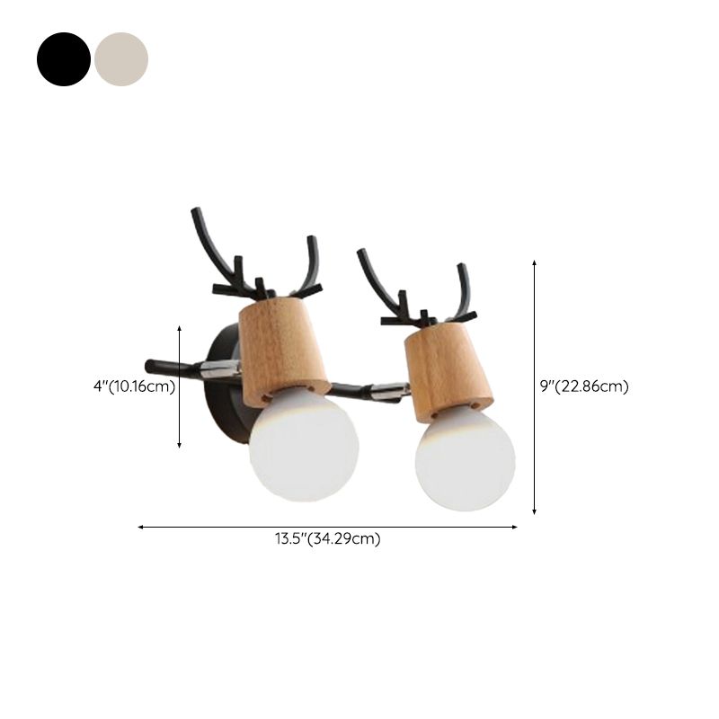 Modern Antlers Mirror Front Light Multi Lights Vanity Light with Wood for Bathroom