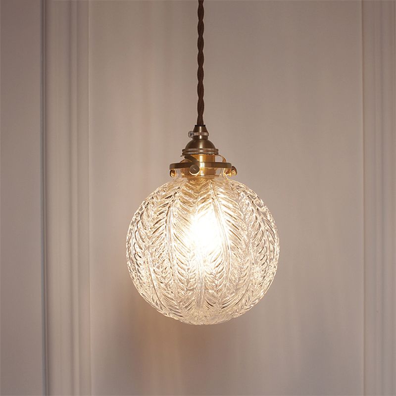 Industrial Sphere Ceiling Light Single Clear Glass Hanging Pendant Light for Living Room