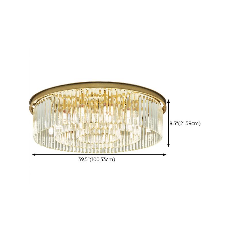 Nordic Crystal Ceiling Lamp Round Flush Mount Light Fixture for Bedroom