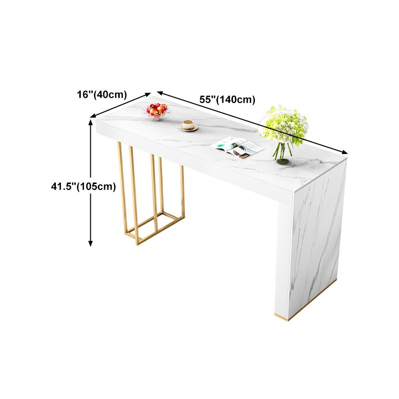 Stone Top Bar Dining Table Traditional Luxury Rectangle Bar Table with Sled Base