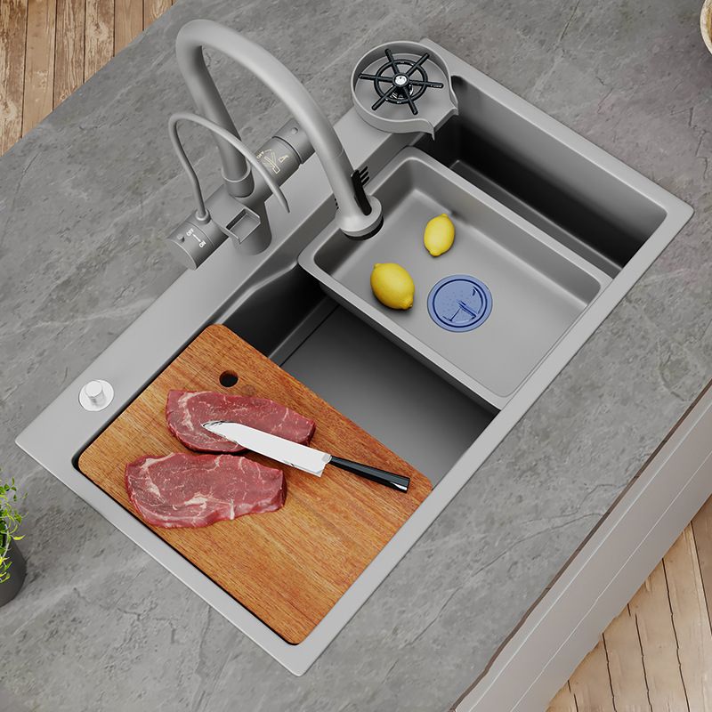 Modern Kitchen Sink Stainless Steel with Accessories and Faucet Top-Mount Kitchen Bar Sink