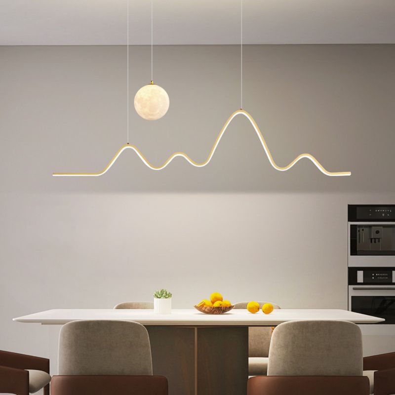 2-Light White/Black/Golden Modernism Style Unique LED Kitchen Island Lighting