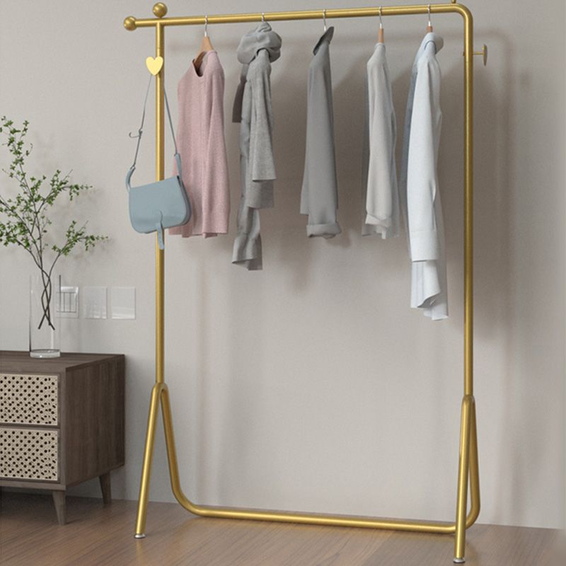 Contemporary Entry Coat Rack Metal Frame Hanging Rail and Hook Coat Hanger