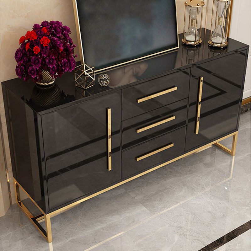 Glam Sideboard Buffet 3 Drawers and 2 Doors Cabinets Matte High Gloss Sideboard