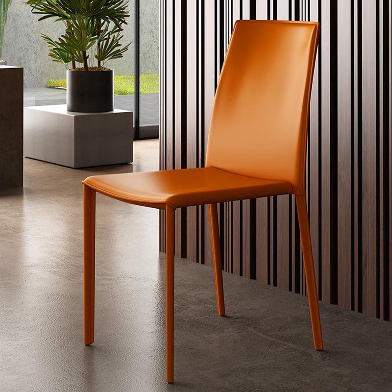 Contemporary Leather Side Dining Chair Parsons Armless Chair for Dining Room