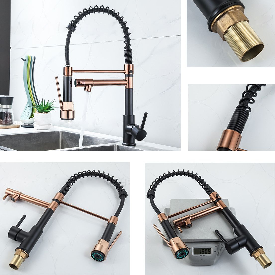 Modern Farmhouse Faucet Spring Spout Double Handles Kitchen Faucet High Arch Water Filler