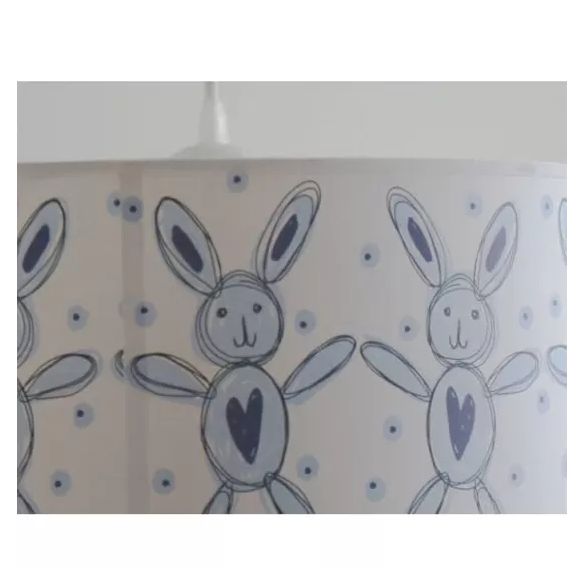 Cartoon White Pendant Light Round Shade 1 Light Paper Hanging Light with Bunny for Game Room