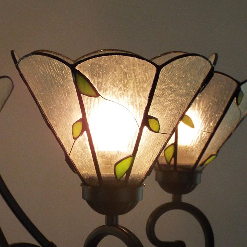 5 luci Luce a sospensione a foglia con limpido lampadario rustico in vetro rustico in finitura nera