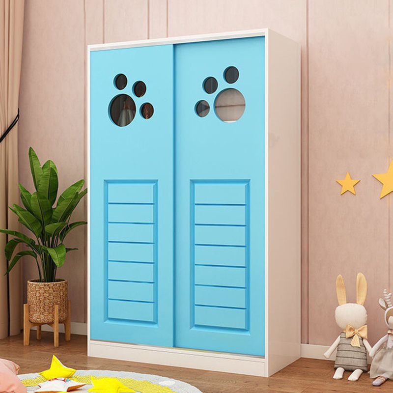 Manufactured Wood Kids Closet Modern Style Wardrobe Closet with Sliding Door