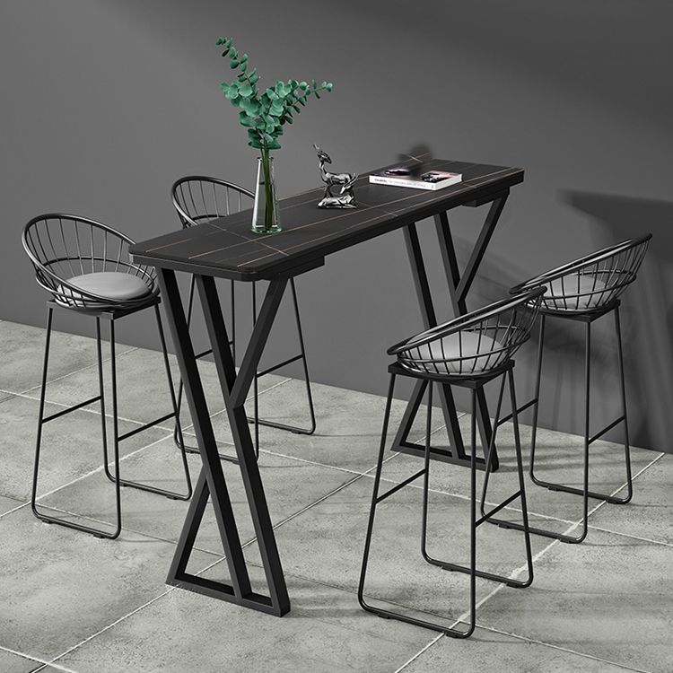 Stone Top Bar Table 42-inch Height Industrial Style Bistro Table for Restaurant