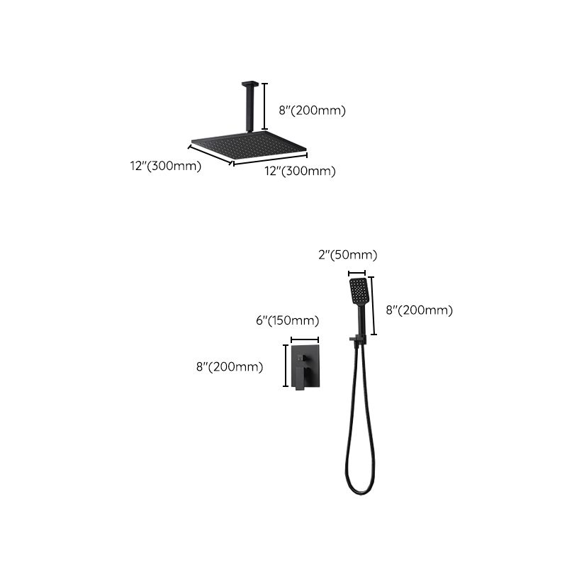 Square Black Spot Resist Shower Faucet Shower Arm Shower with Handheld Shower Head