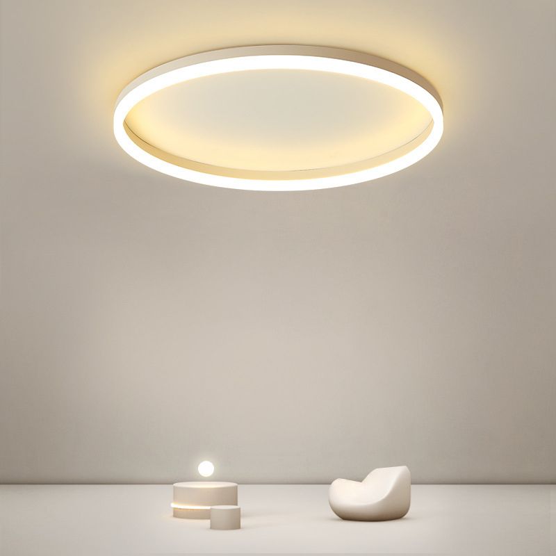 Circle Shape Flush Mount Modern Style Acrylic 1 Light Flush Light in White