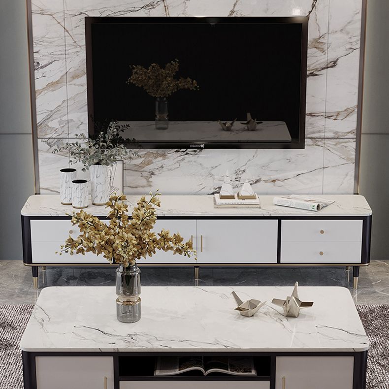 Glam TV Stand Enclosed Storage TV Stand Console with Cabinet