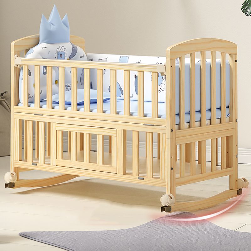 Natural Solid Wood Crib Cradle Square / Rectangle Convertible Crib Cradle