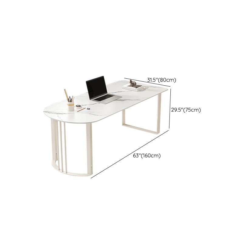 Peninsula Stone Top Office Desk Modern Style Writing Desk for Office