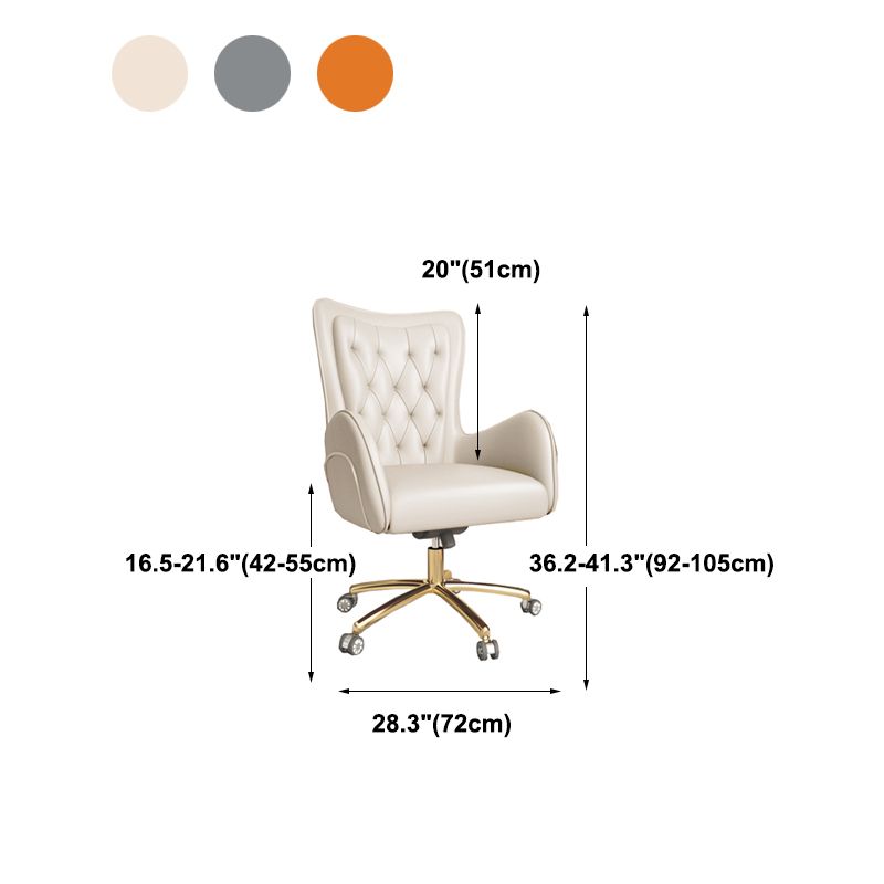 Modern Upholstered Office Chair Mid Back Task Chair with Gold Metal Base