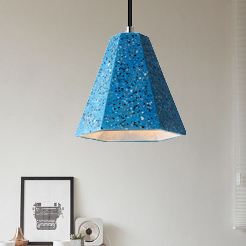 1 Light Pendant Lighting with Geometric Cement Shade Simplicity Black/White/Yellow Hanging Light