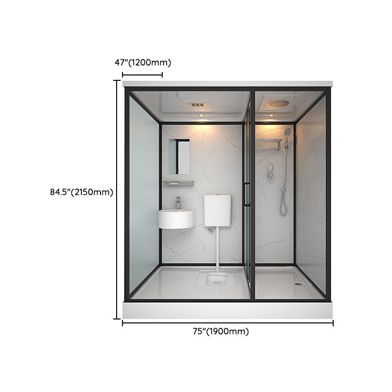 Modern Rectangular Sliding Shower Enclosure Framed Shower Enclosure with Tempered Glass