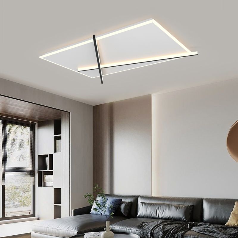 LED Modern Metal Flush Mount Square Shape Ceiling Light with Acrylic Shade for Bedroom