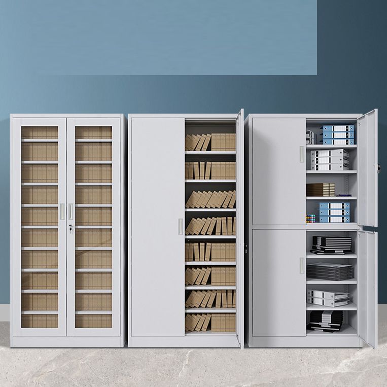 Contemporary Cabinet Glass Vertical Filing Cabinet with Storage Shelves