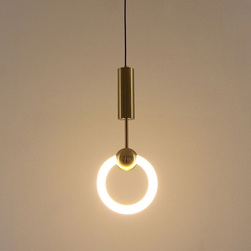 Ring Suspension Pendant Light Modern Style Metal LED White Pendant Ceiling Light