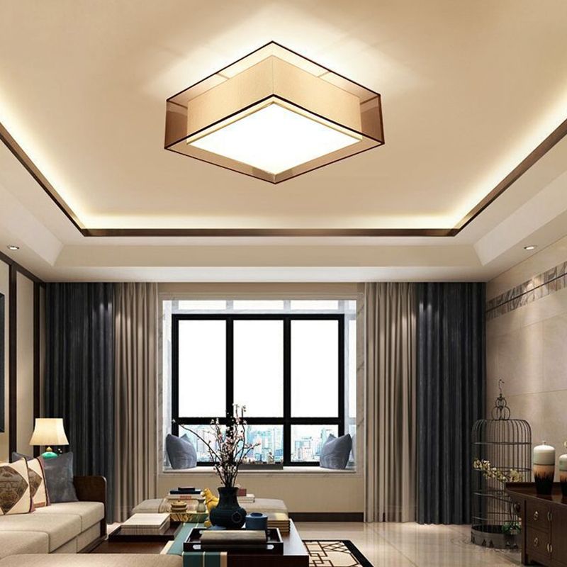 Multi Lights Ceiling Light Simple Flush Mount Ceiling Lamp with Fabric Shade for Bedroom