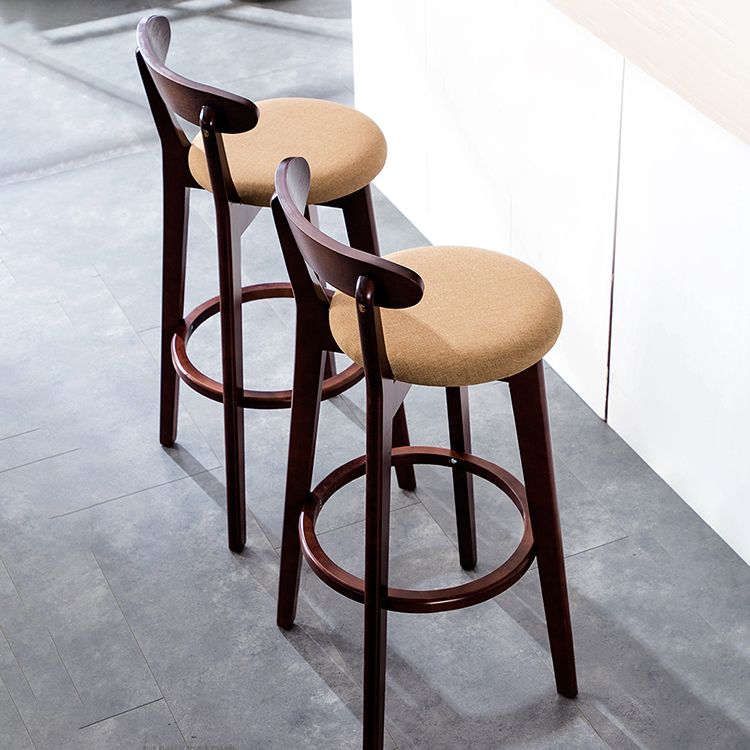 Contemporary Beech Low Back Home Stool Matte Finish Upholstered Bar Stools