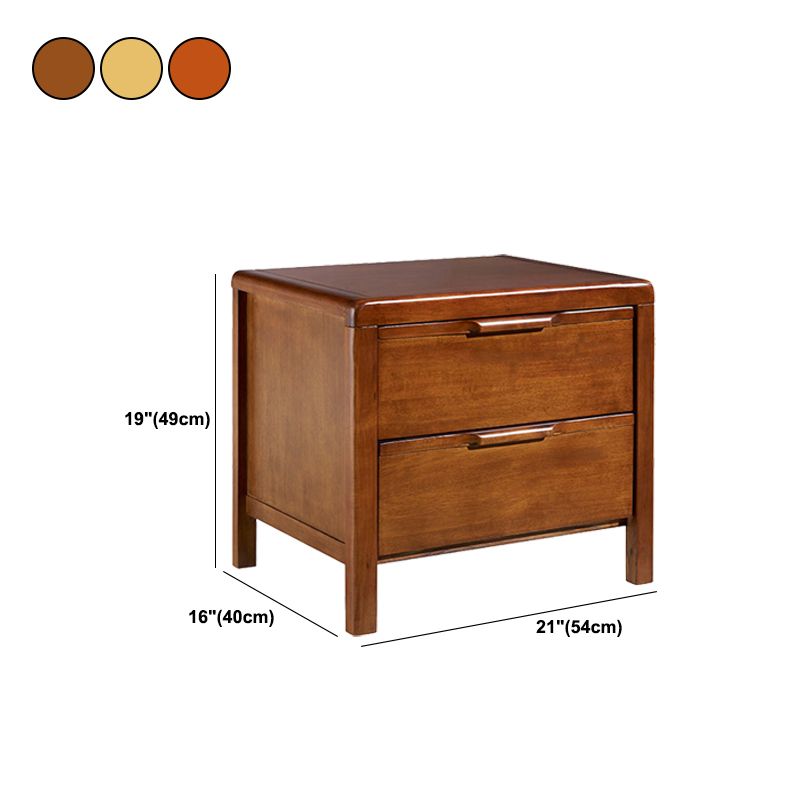 2-drawers Night Table Modern Solid Wood Nightstand ,19.3" Tall