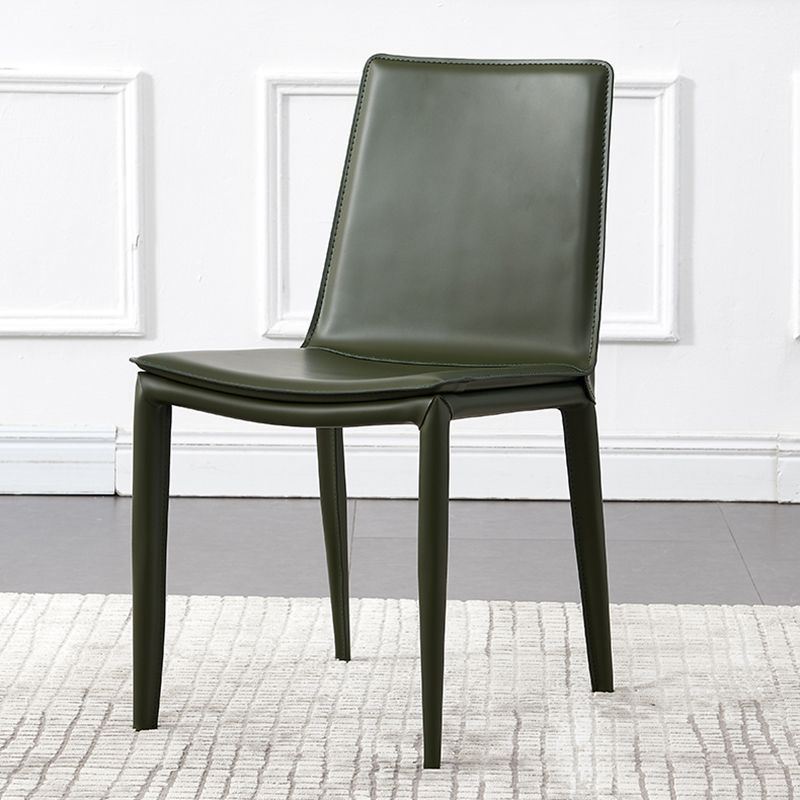 Meeting Room Solid Back Designer Style Side Chair Matte Finish Leather Dining Chair