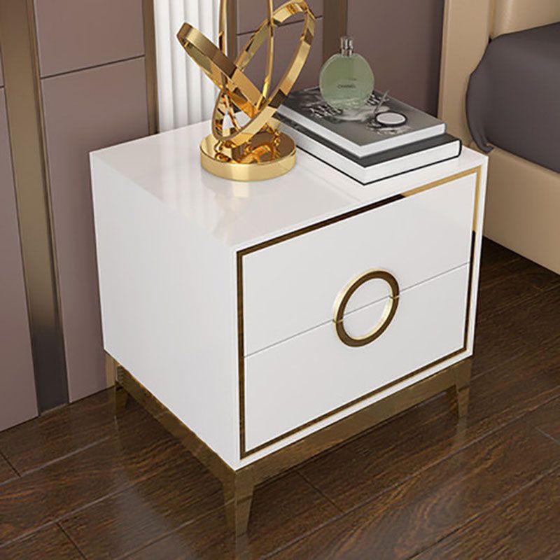 22" Tall Bedside Cabinet Solid Wood 2-Drawer Nightstand with Legs