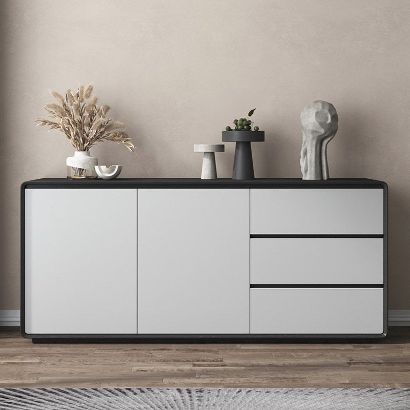 Wood Buffet Table Contemporary Style Side Board with Cabinets and Drawers