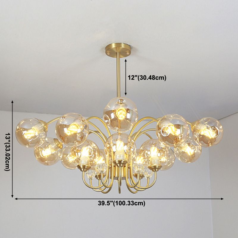 Modern Style Chandelier Light Fixture Globe Glass Hanging Light with Crystal