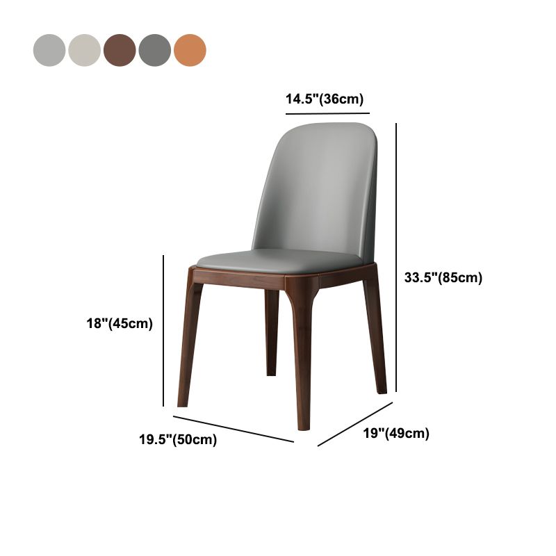 Industrial Style Dining Chair Faux Leather Side Chair with Wooden Legs for Home