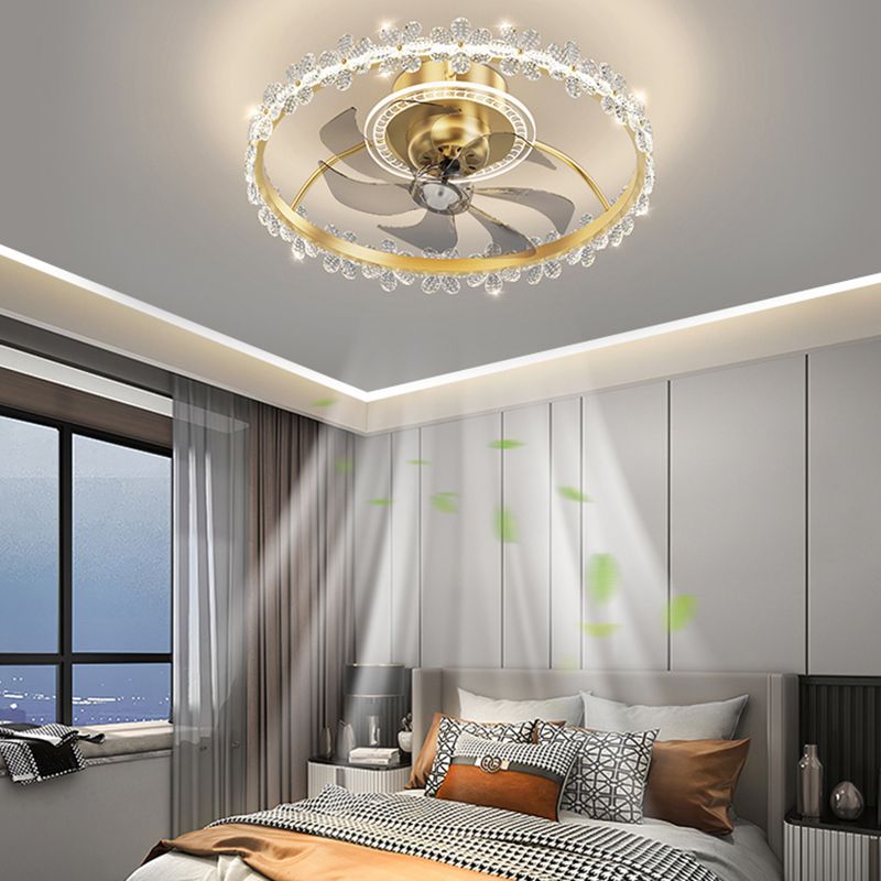 Round Shape Metal Ceiling Fans Modern Multi-Lights Ceiling Fan Lamp Fixture