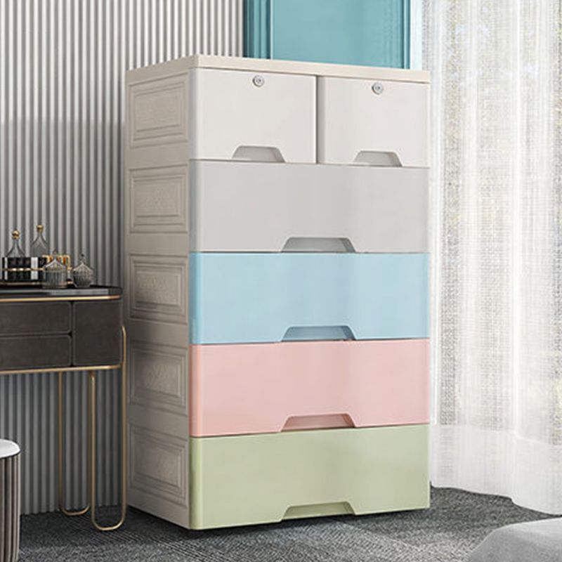 Vertical Nursery Dresser Scandinavian Plastic Kids Nightstand with 5/6 Drawers for Home