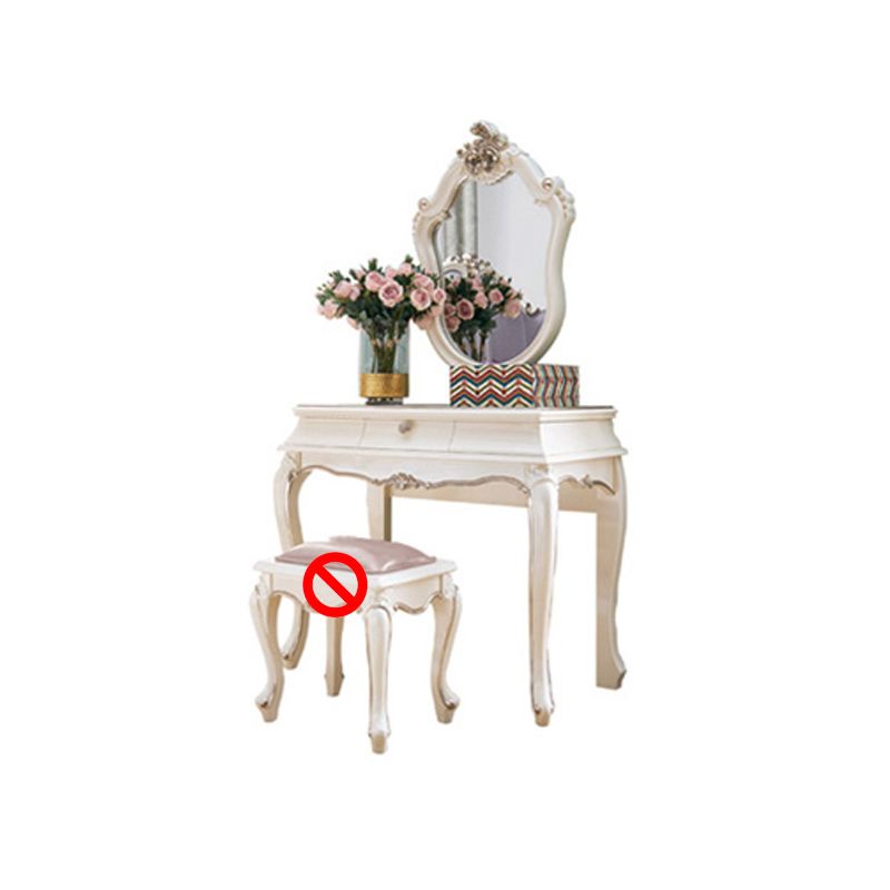 Victorian Style White Bedroom Mirror with Drawer Vanity Dressing Table