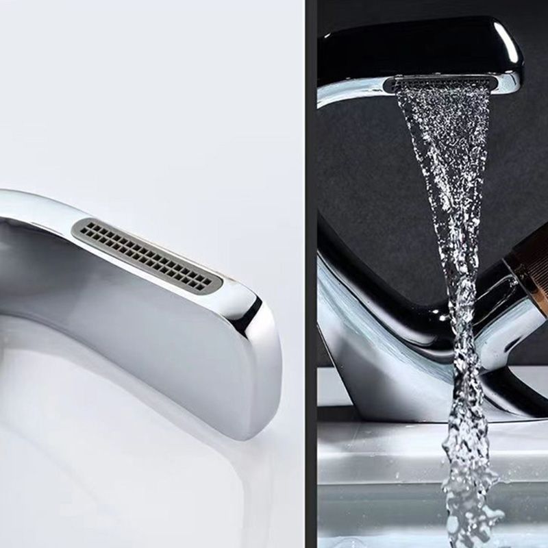 Modern Centerset Faucets Single Knob Handle Faucets with Waterfall Spout